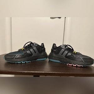 Adidas Ninja Nite Jogger Q47198 Black Lace up Running Sneakers 4 y
